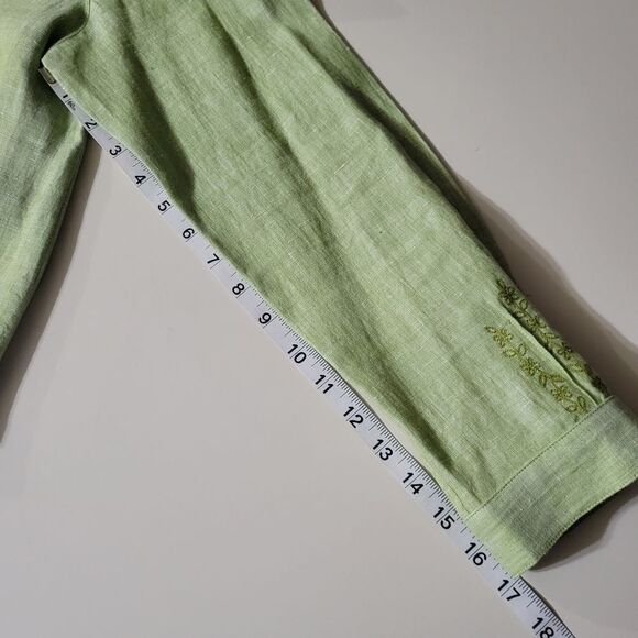 J. Jill Women's Celery Green Embroidered Linen Jacket - Picture 6 of 16